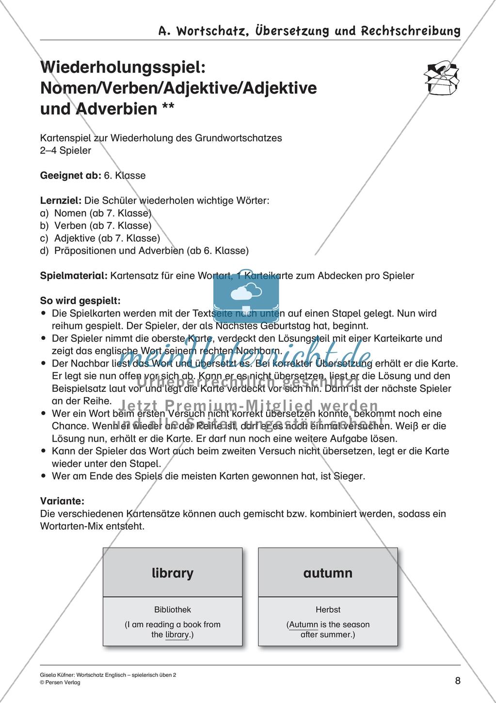 Grammatikspiele: Nomen, Verben und Adjektive Preview 10
