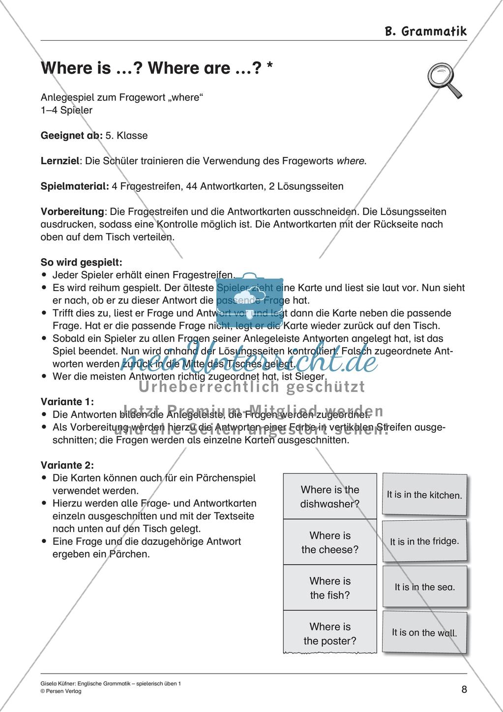Grammatikspiele: Präpositionen, Pluralbildung, Steigerung, Fragesätze Preview 10