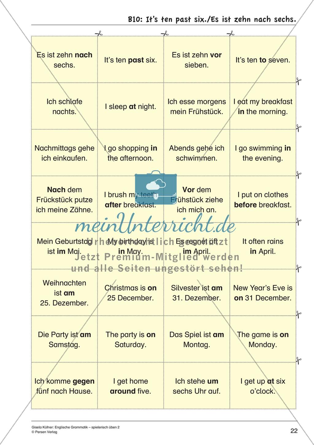 Grammatikspiele: Verben, Präpositionen und Pronomen Preview 24