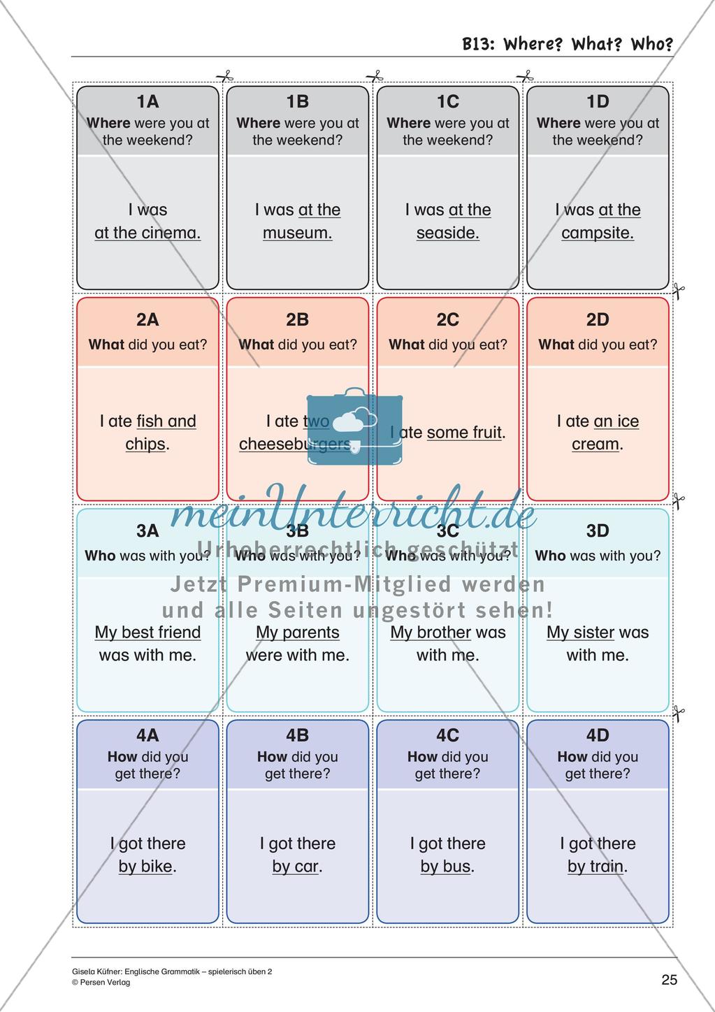 Grammatikspiele: Verben, Präpositionen und Pronomen Preview 27