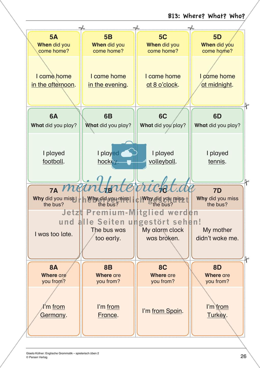 Grammatikspiele: Verben, Präpositionen und Pronomen Preview 28