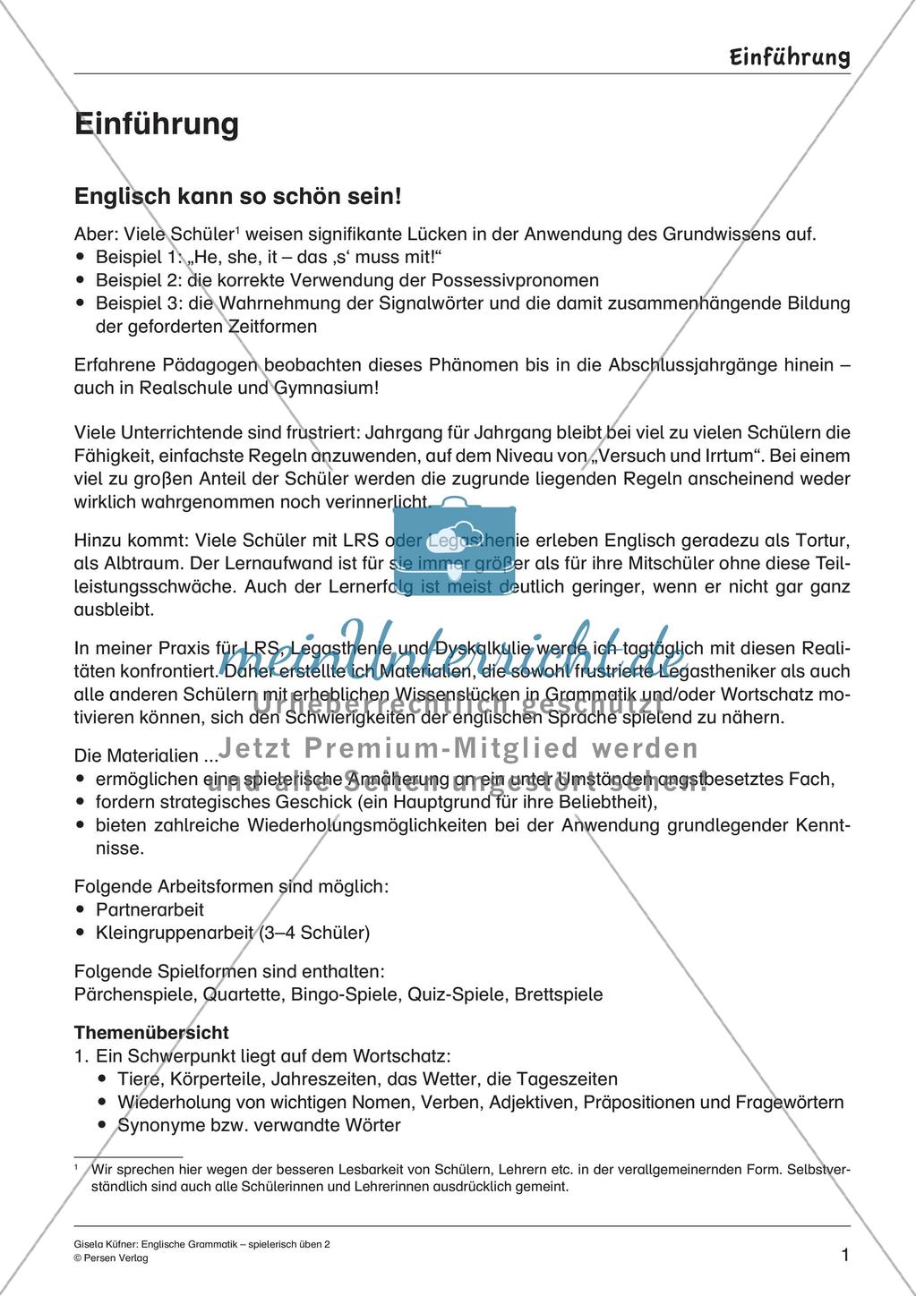 Grammatikspiele: Verben, Präpositionen und Pronomen Preview 3