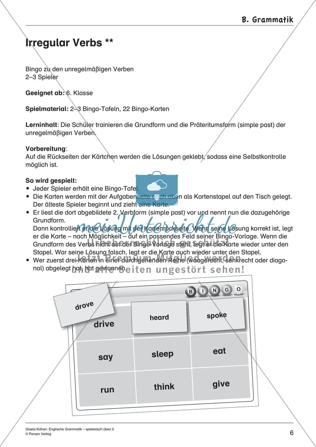 Grammatikspiele: Verben, Präpositionen und Pronomen Preview 8