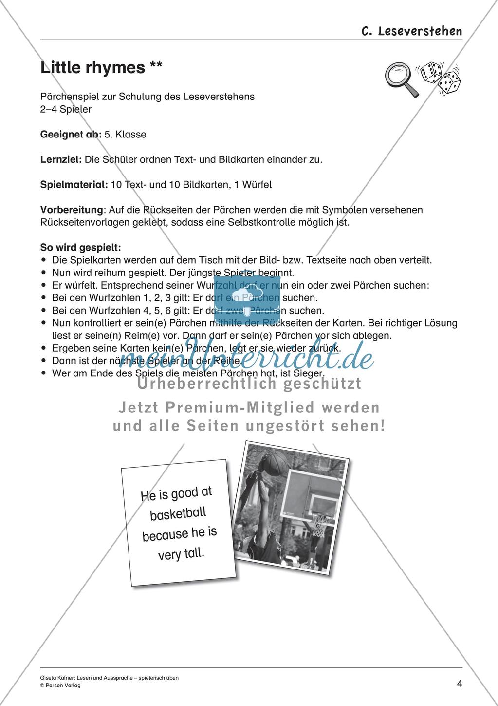 Spiele zur Übung von Lesen und Aussprache Preview 6