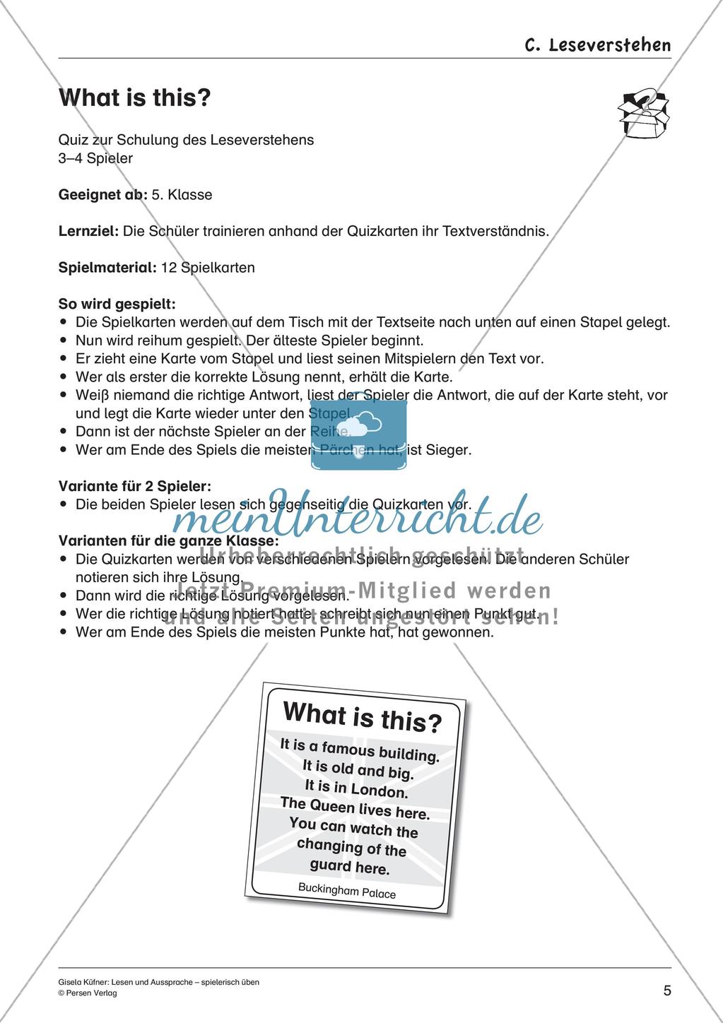 Spiele zur Übung von Lesen und Aussprache Preview 7