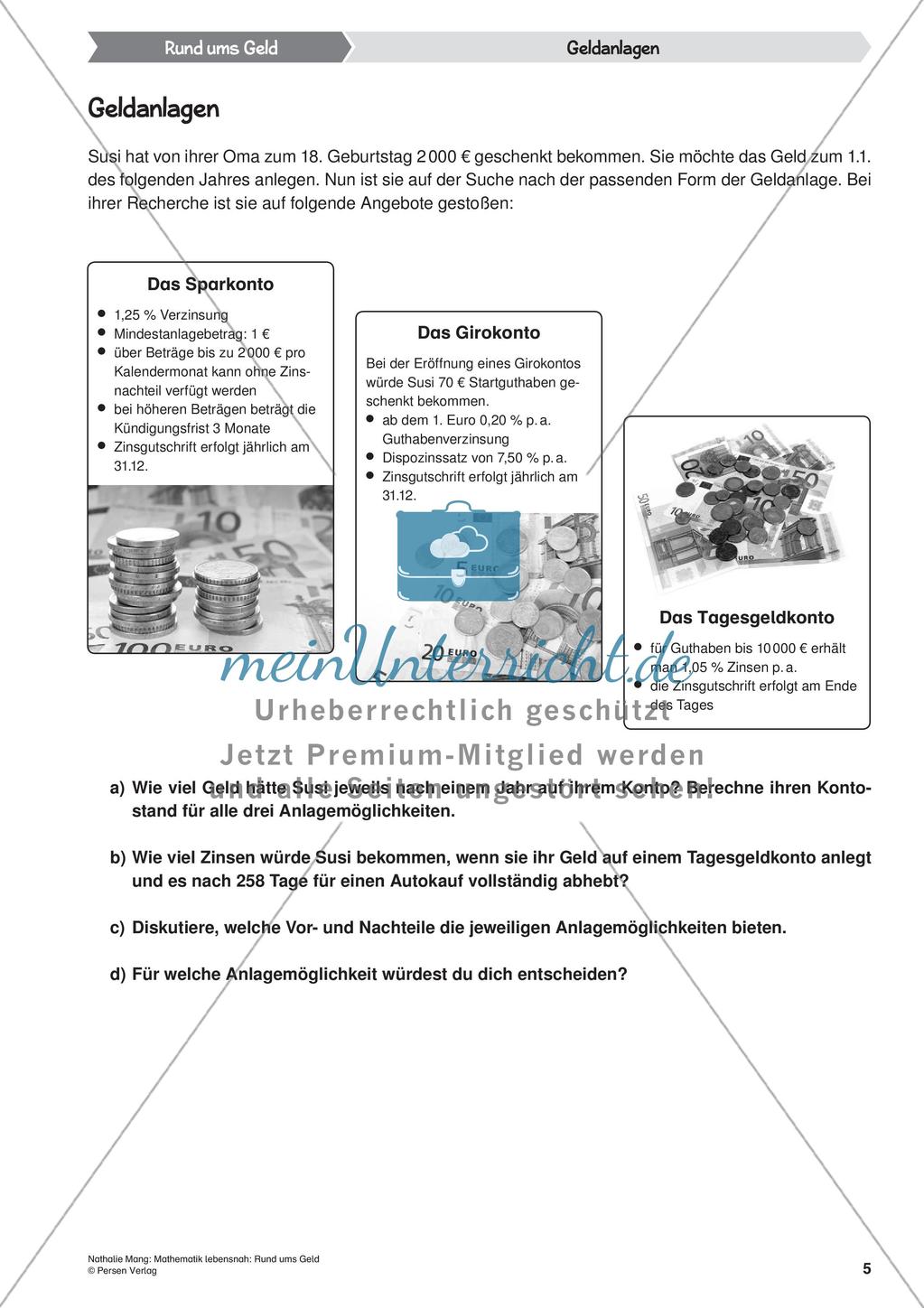 Mathematik lebensnah: Rund ums Geld Preview 7