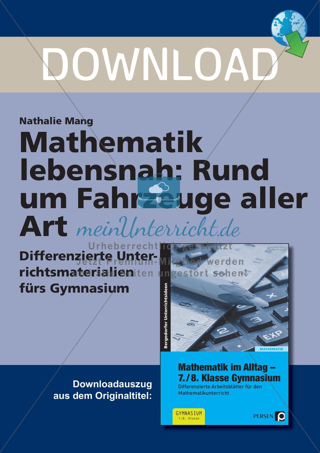 Mathematik lebensnah: Fahrzeuge Preview 1