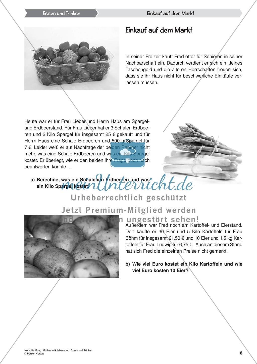 Mathematik lebensnah: Essen und Trinken Preview 10