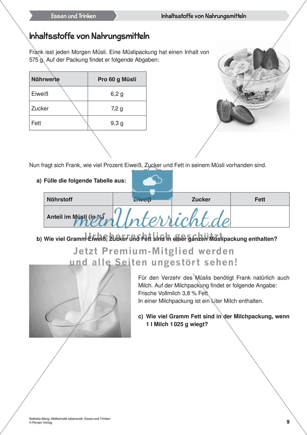 Mathematik lebensnah: Essen und Trinken Preview 11