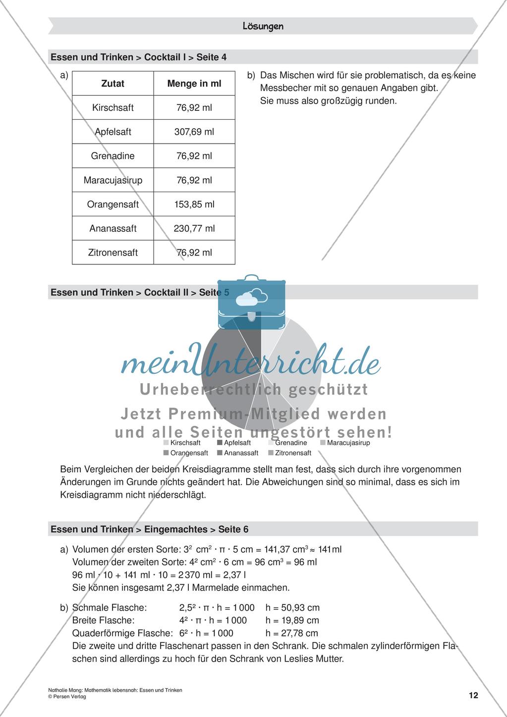 Mathematik lebensnah: Essen und Trinken Preview 14
