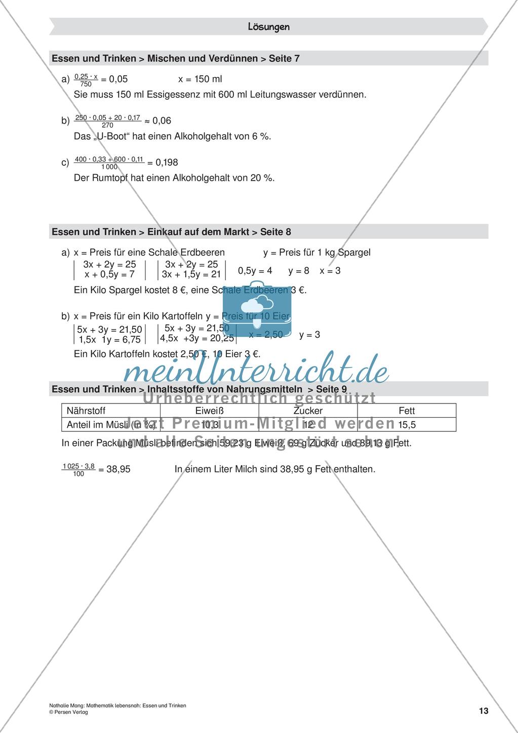 Mathematik lebensnah: Essen und Trinken Preview 15