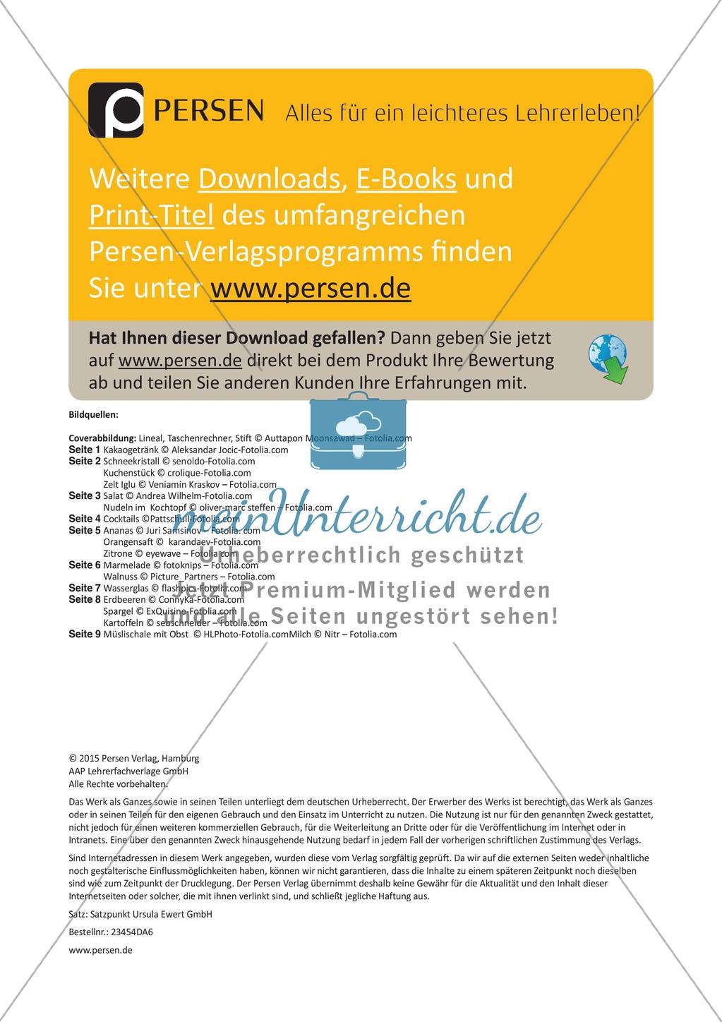 Mathematik lebensnah: Essen und Trinken Preview 16