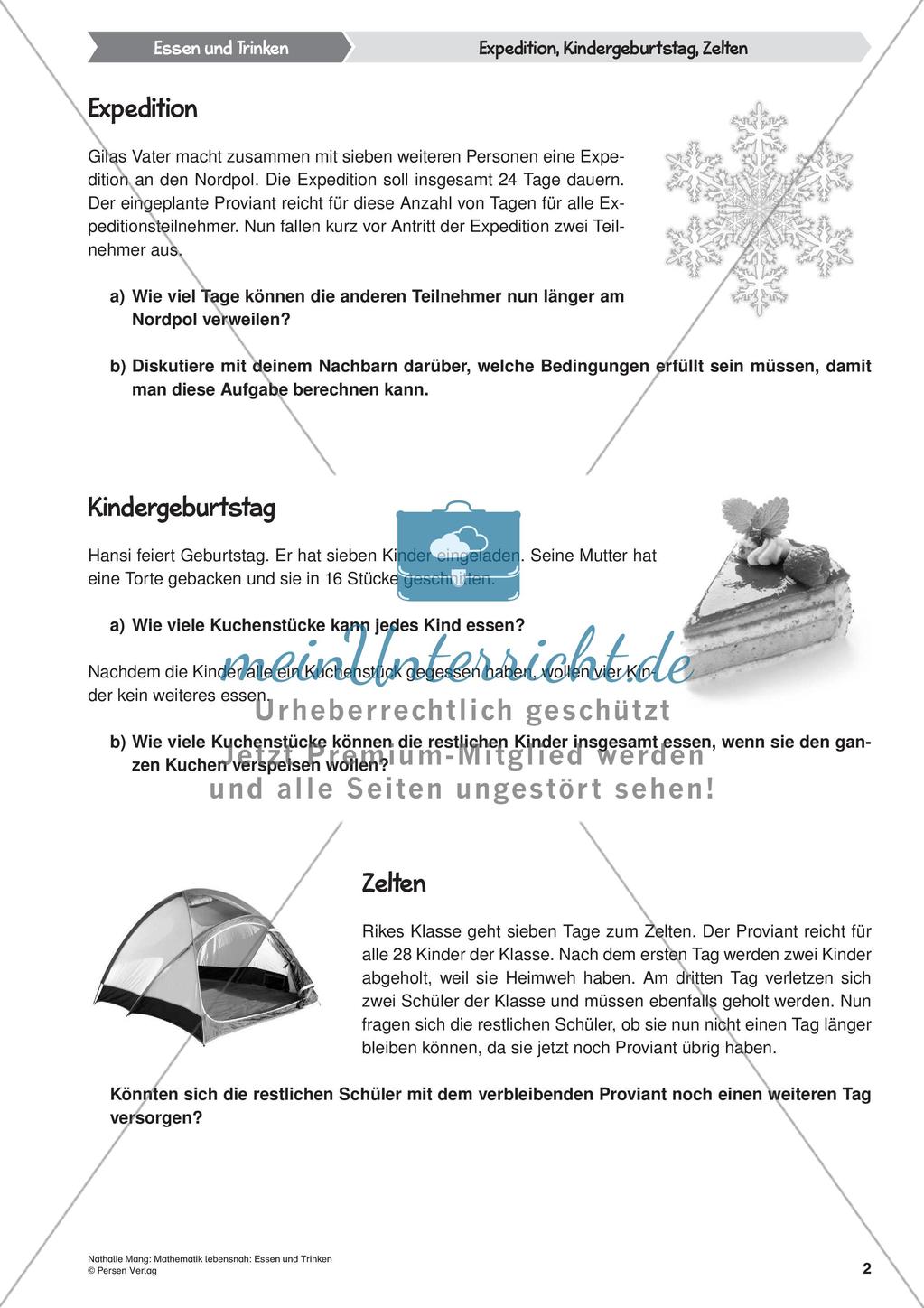 Mathematik lebensnah: Essen und Trinken Preview 4