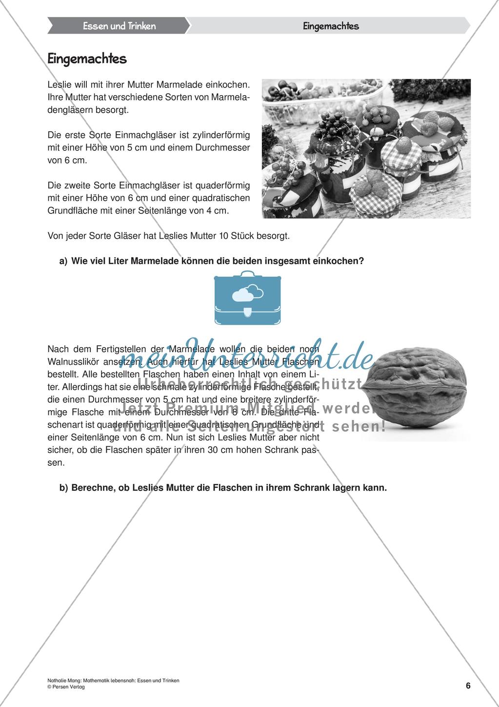 Mathematik lebensnah: Essen und Trinken Preview 8