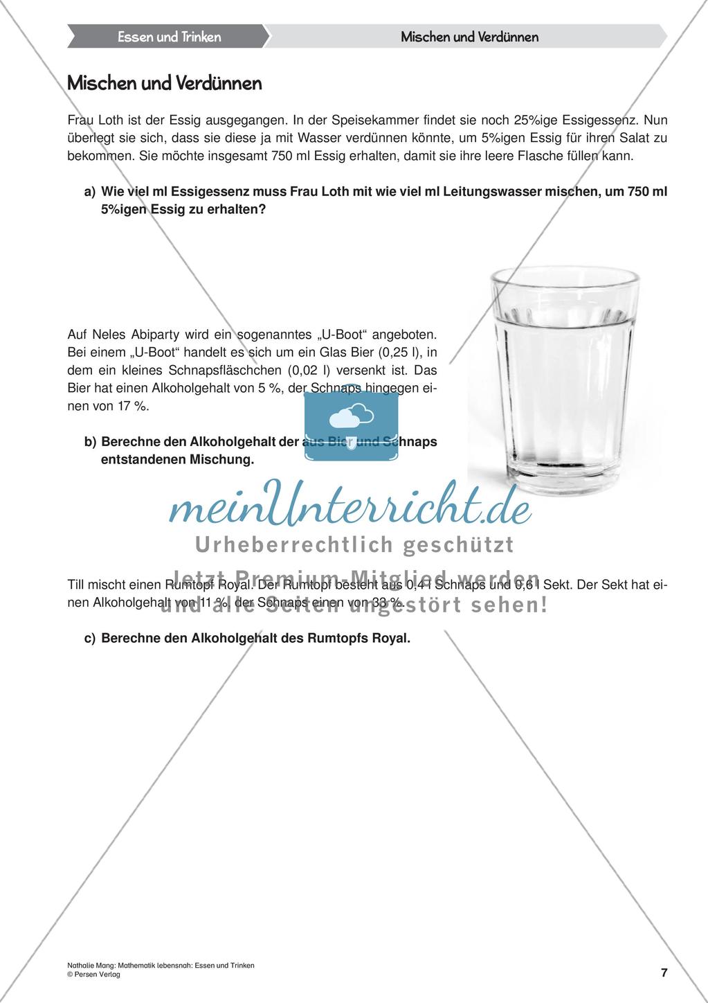 Mathematik lebensnah: Essen und Trinken Preview 9