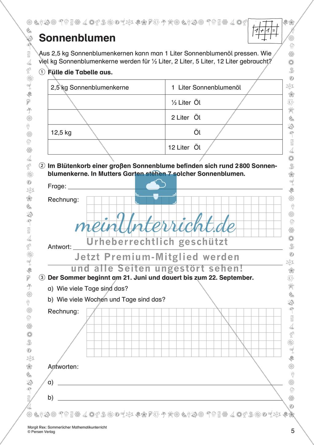 Sommerlicher Mathematikunterricht Preview 7