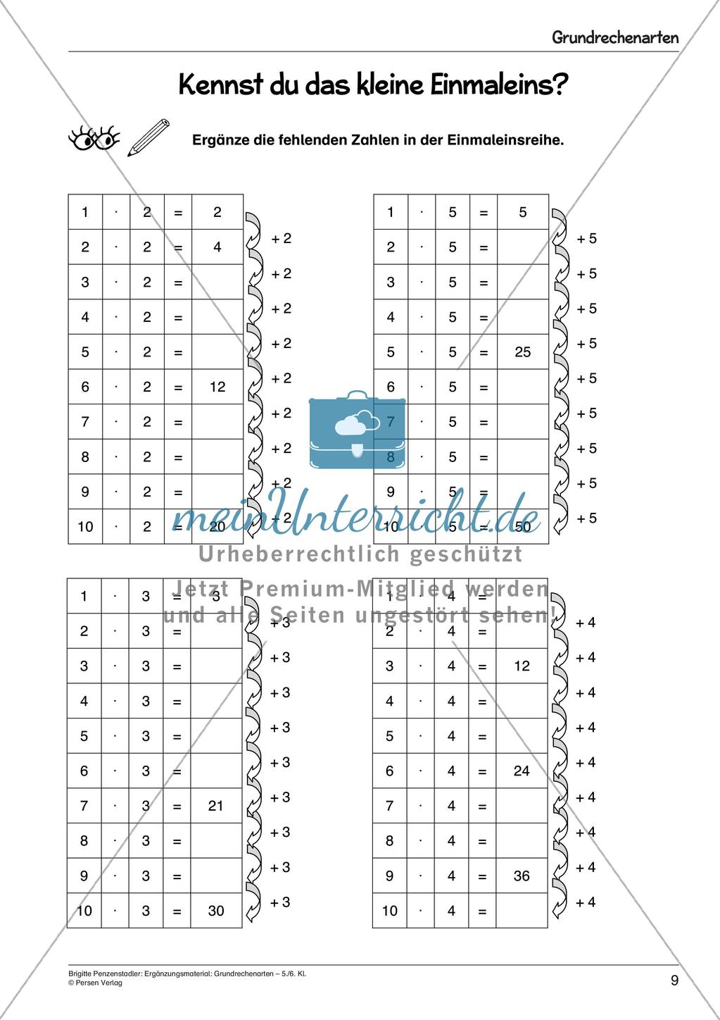 Ergänzungsmaterial: Grundrechenarten Preview 11