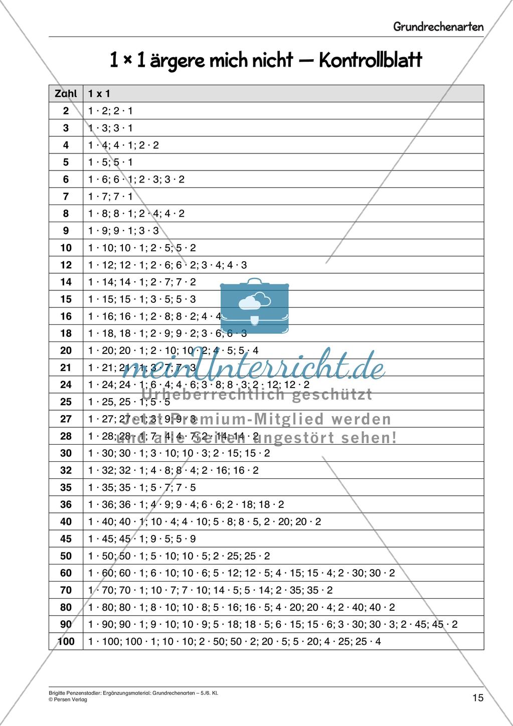 Ergänzungsmaterial: Grundrechenarten Preview 17