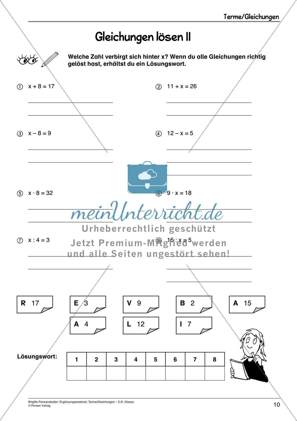Ergänzungsmaterial: Terme und Gleichungen Preview 12