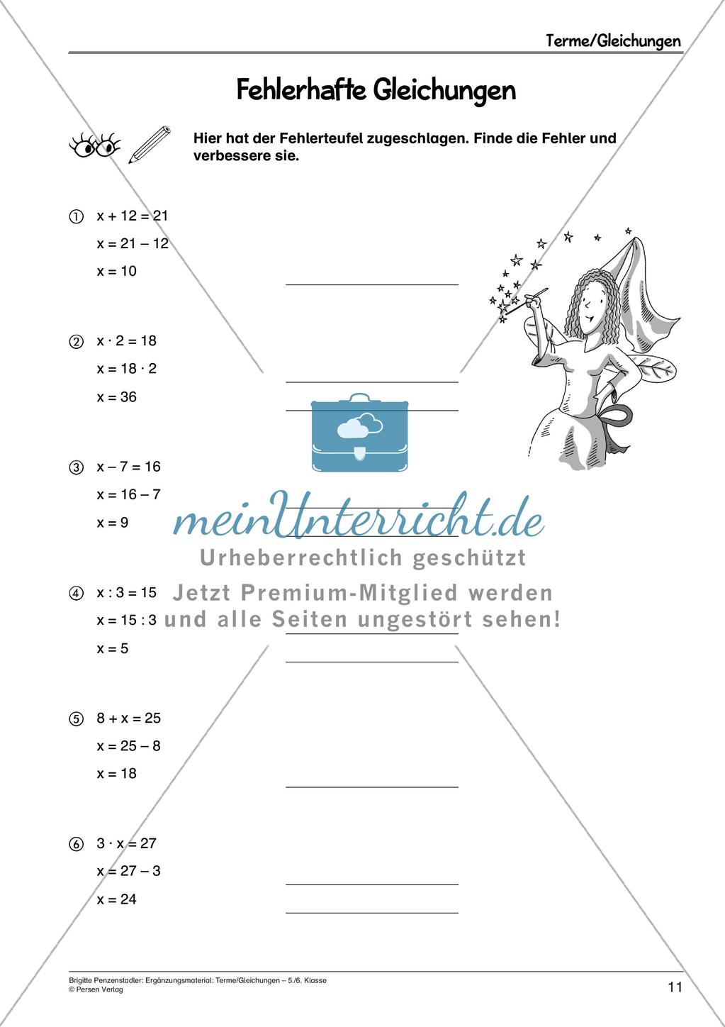 Ergänzungsmaterial: Terme und Gleichungen Preview 13