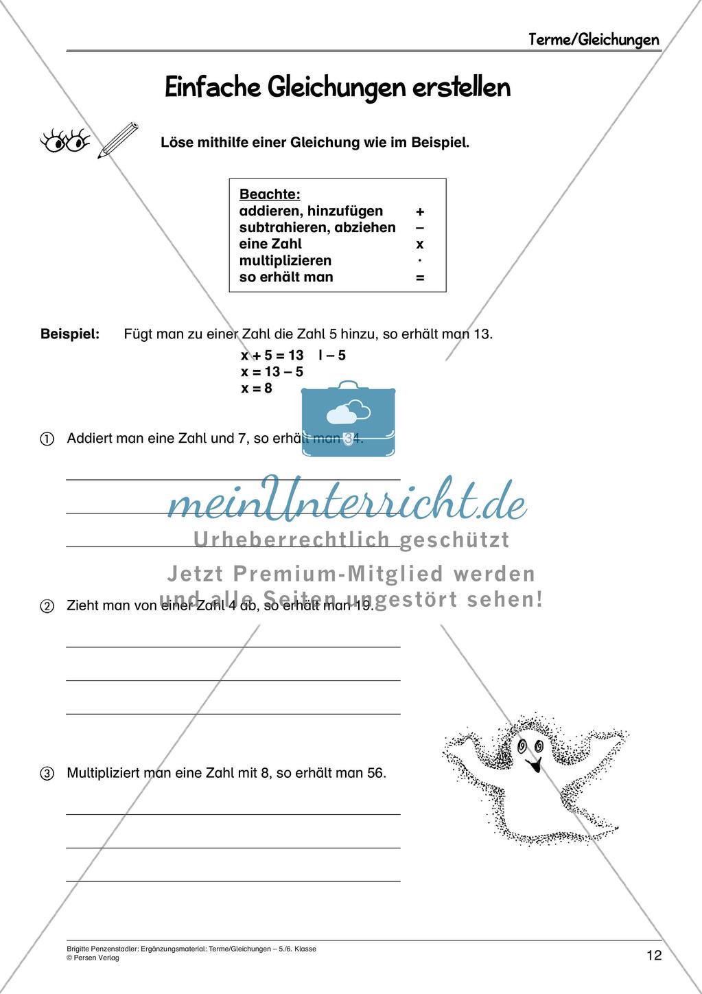 Ergänzungsmaterial: Terme und Gleichungen Preview 14