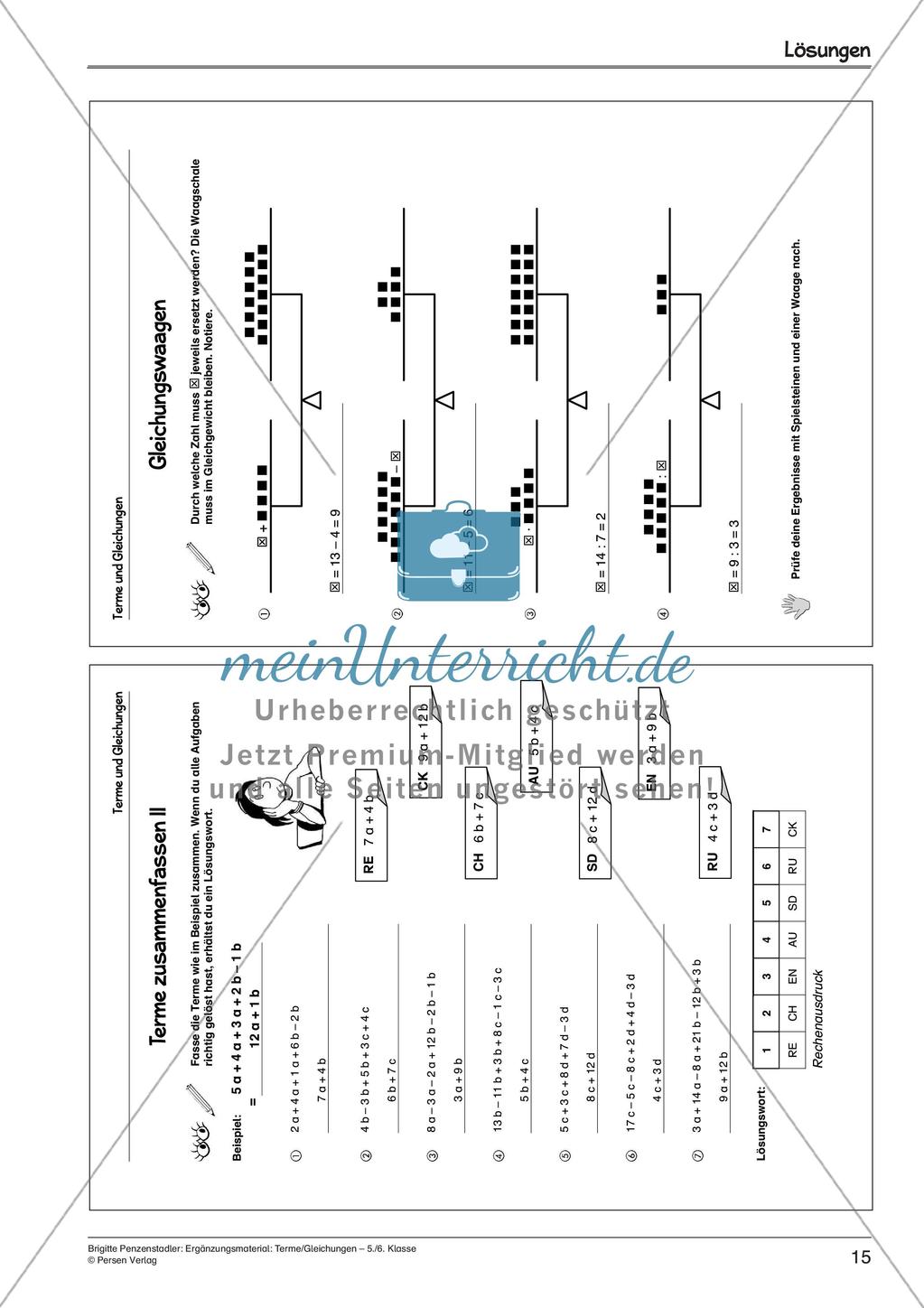 Ergänzungsmaterial: Terme und Gleichungen Preview 17