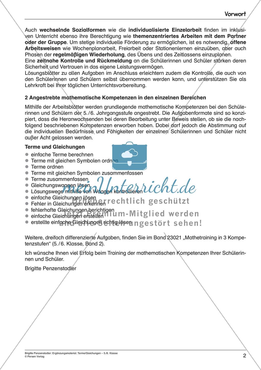 Ergänzungsmaterial: Terme und Gleichungen Preview 4