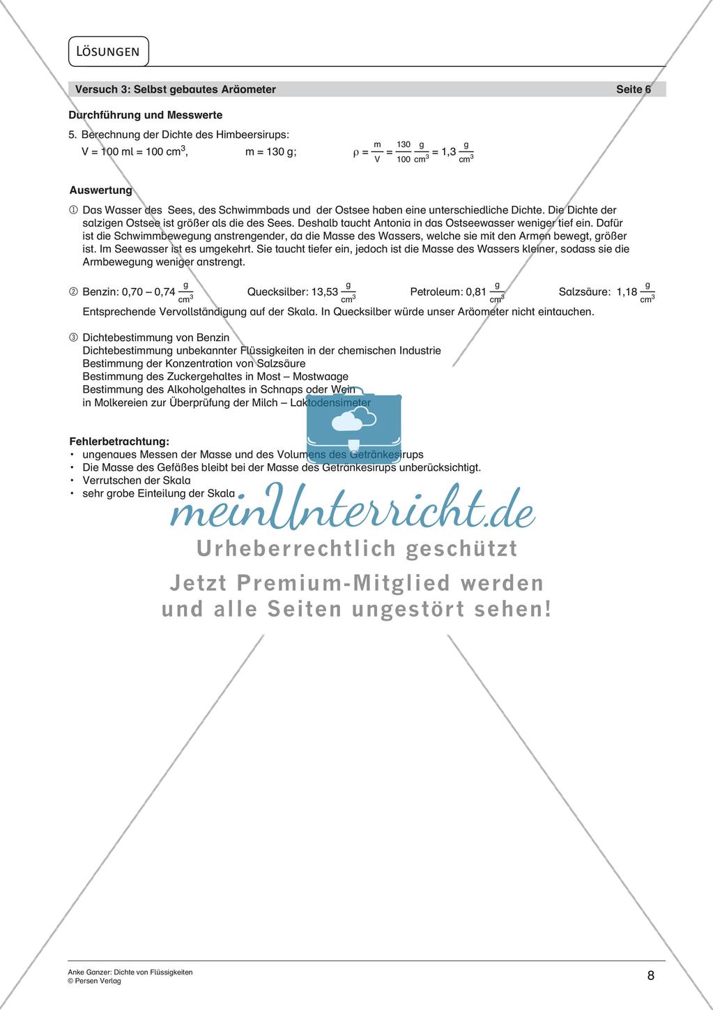 Experimente mit einfachen Mitteln: Dichte von Flüssigkeiten Preview 10