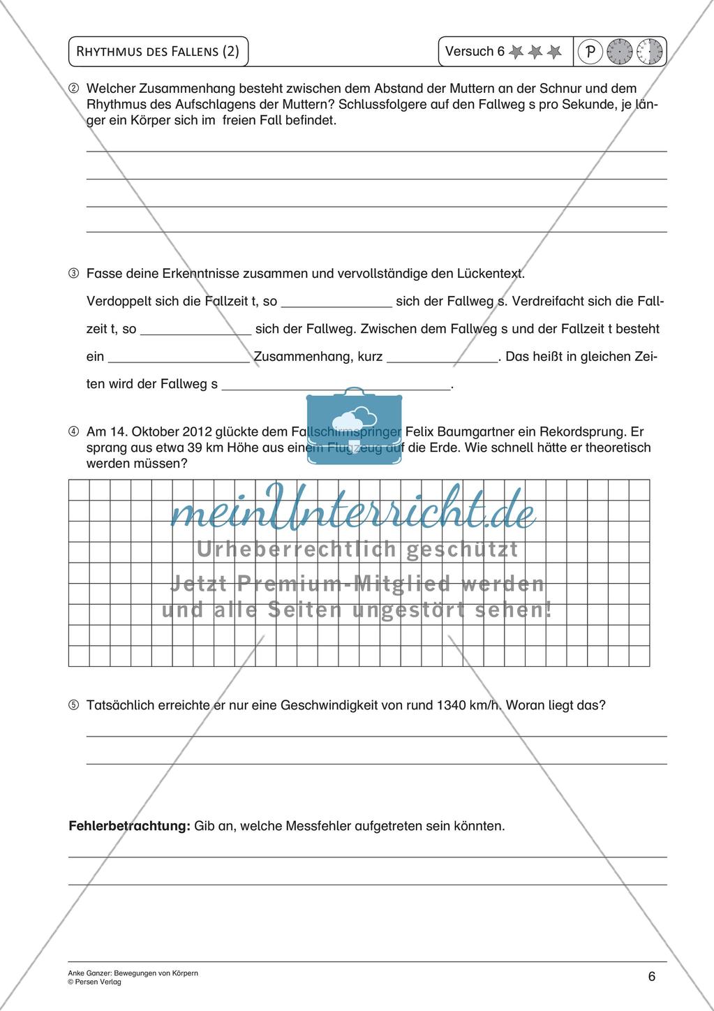 Experimente mit einfachen Mitteln: Bewegungen von Körpern Preview 8