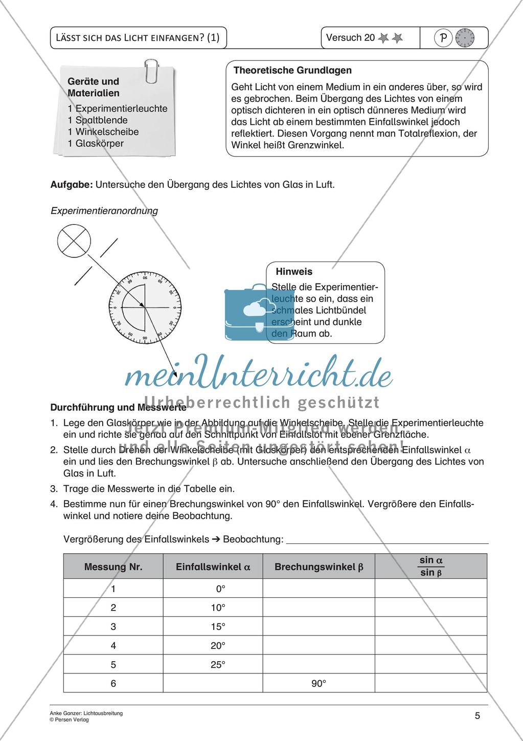 Experimente mit einfachen Mitteln: Lichtausbreitung Preview 7