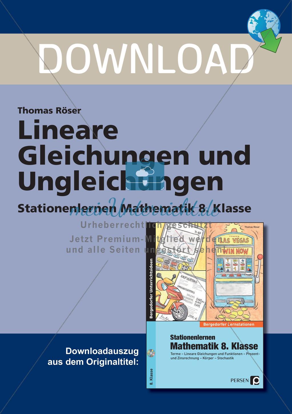 Lineare Gleichungen und Ungleichungen Preview 1