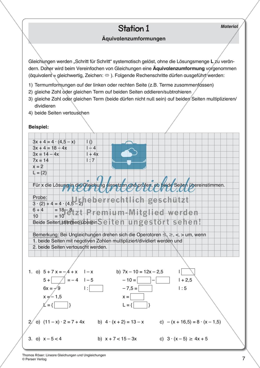 Lineare Gleichungen und Ungleichungen Preview 9