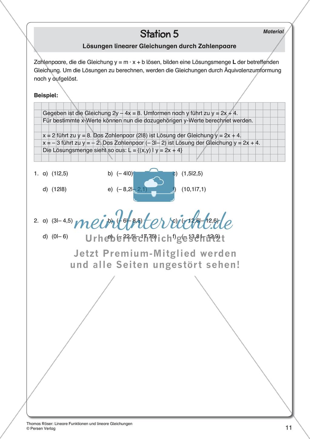 Lineare Funktionen und lineare Gleichungen Preview 13