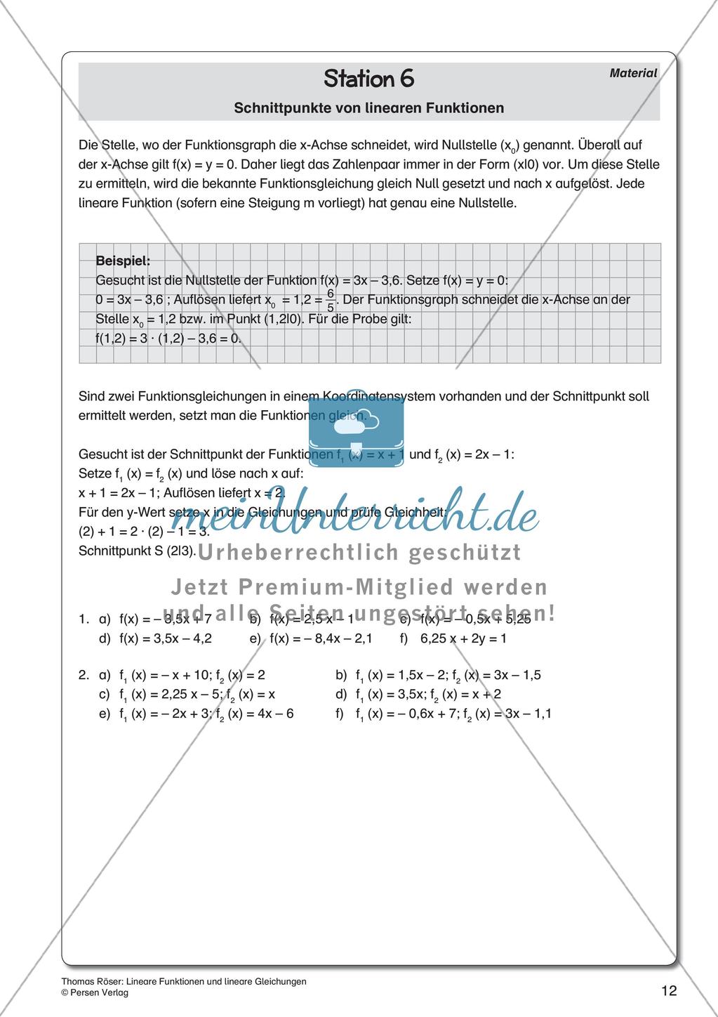 Lineare Funktionen und lineare Gleichungen Preview 14