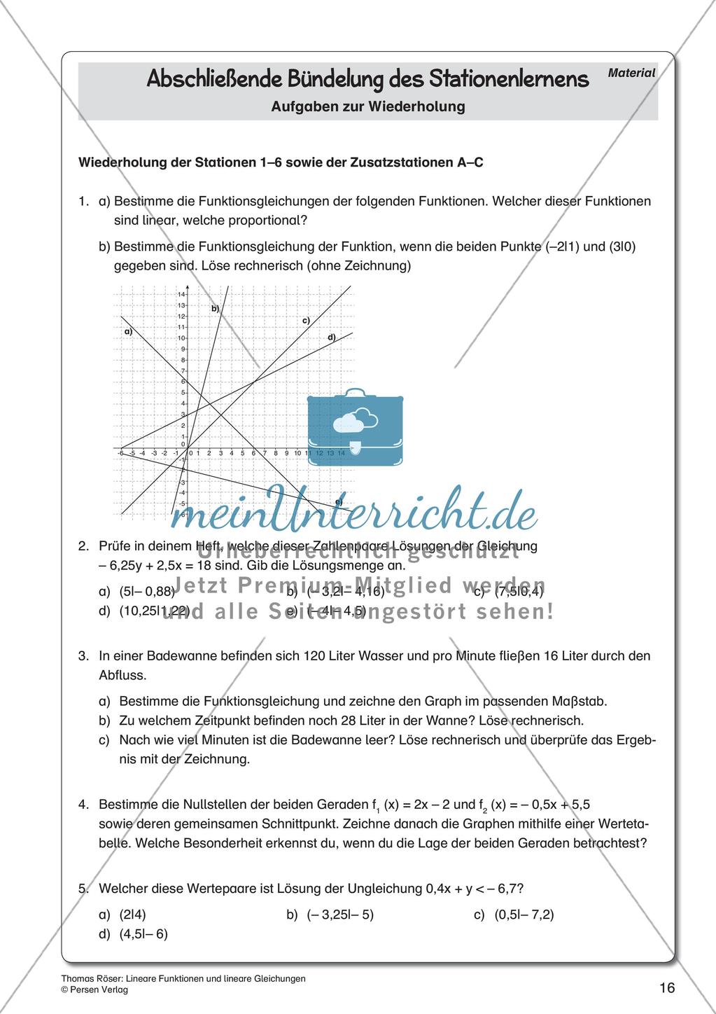 Lineare Funktionen und lineare Gleichungen Preview 18