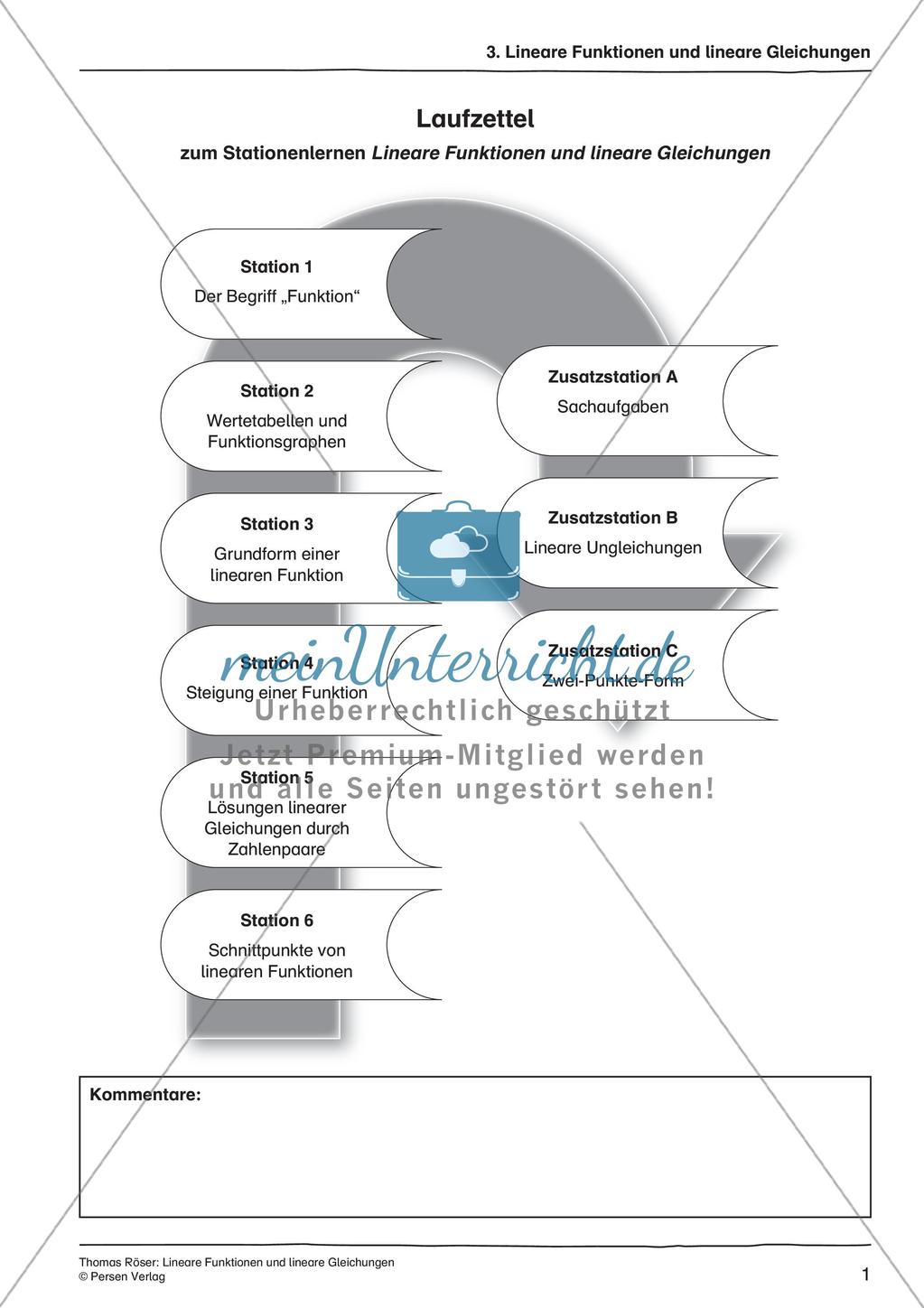 Lineare Funktionen und lineare Gleichungen Preview 3