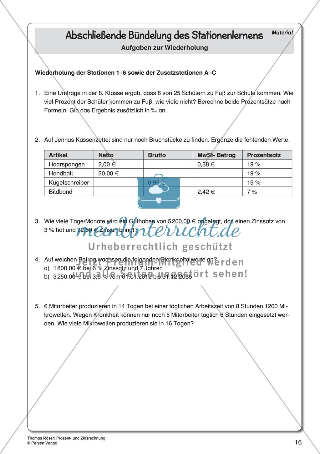 Prozent- und Zinsrechnung Preview 18