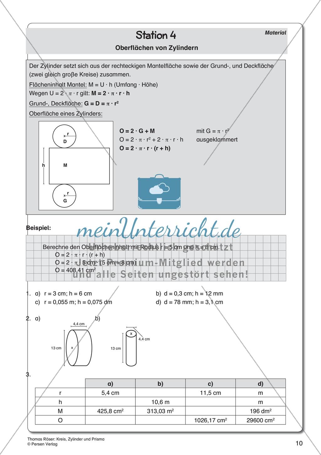 Kreis, Zylinder und Prisma Preview 12