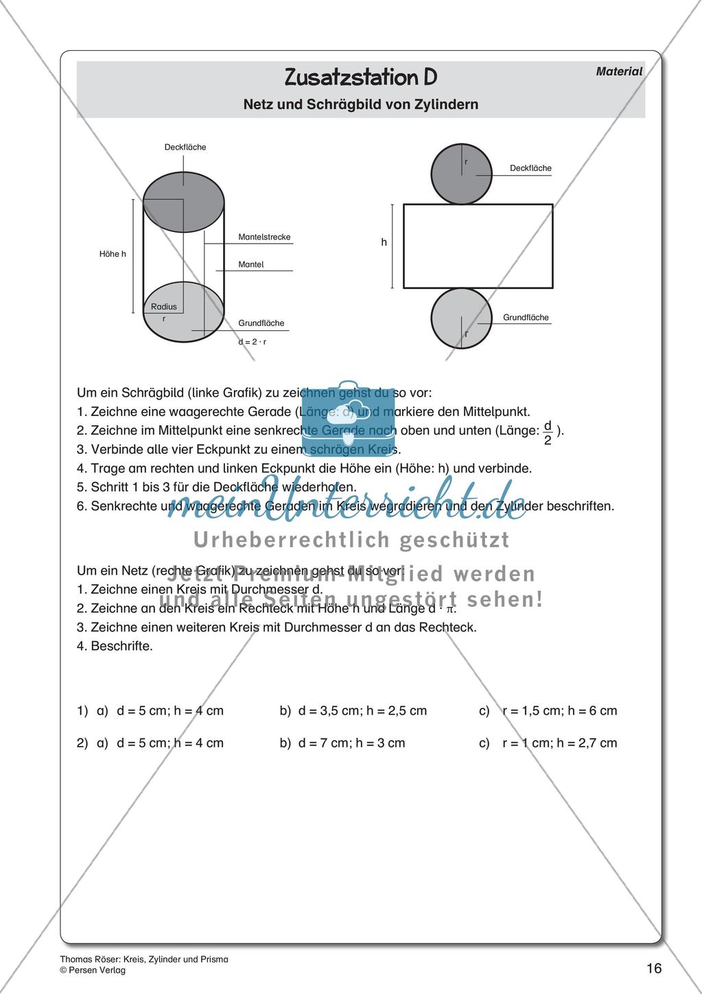 Kreis, Zylinder und Prisma Preview 18