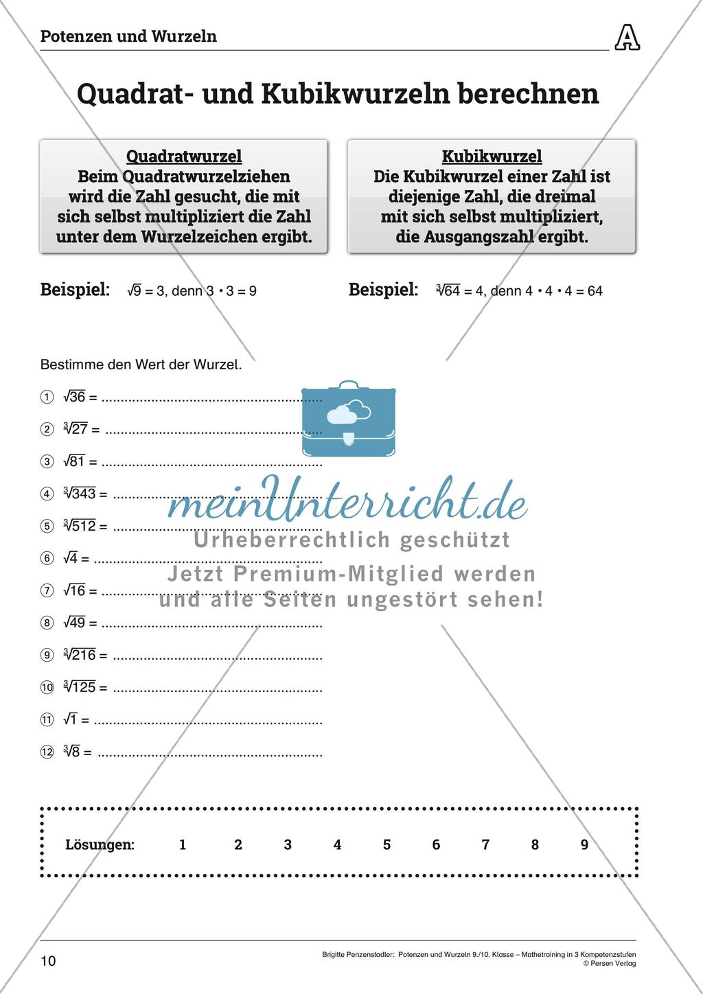 Potenzen und Wurzeln Preview 10