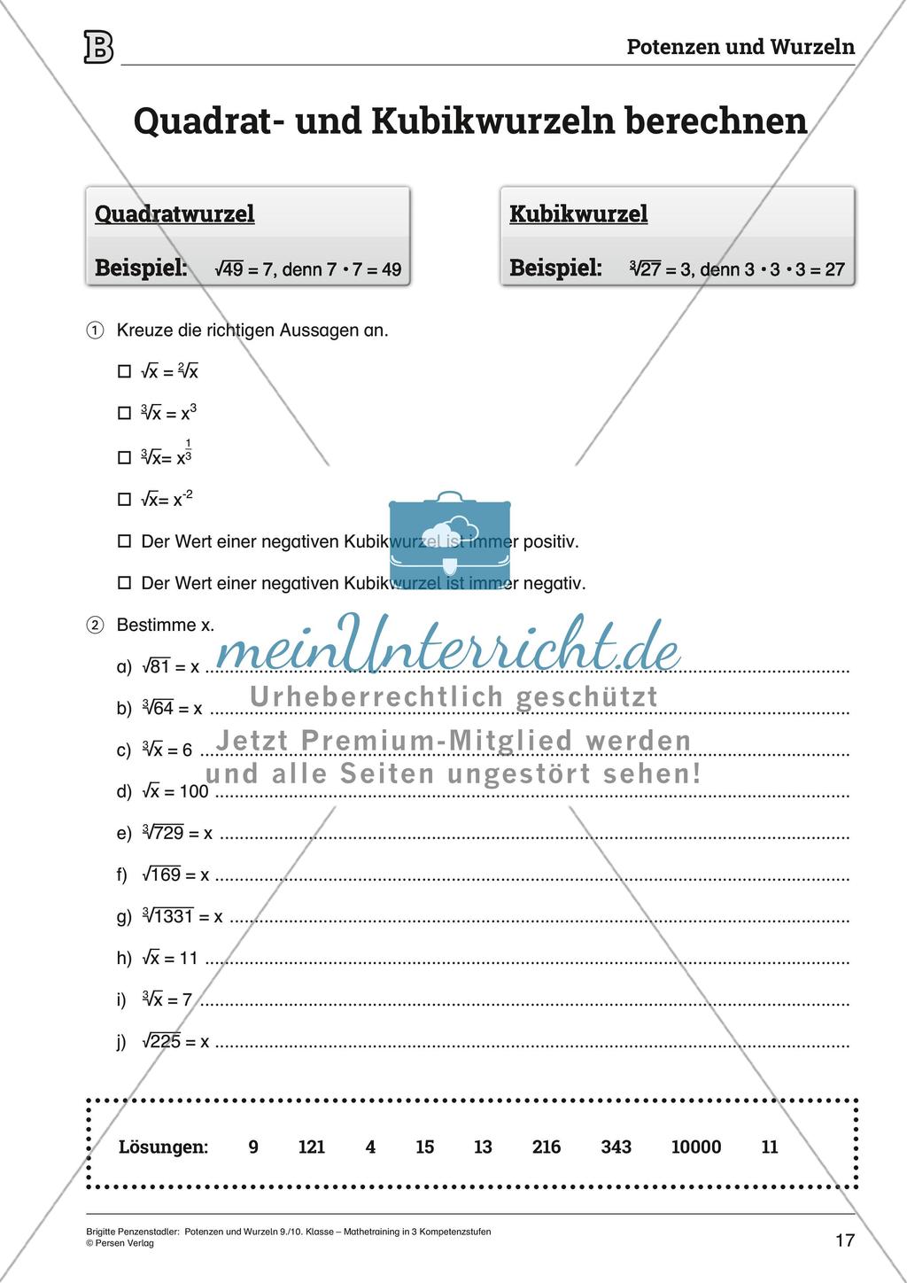 Potenzen und Wurzeln Preview 17
