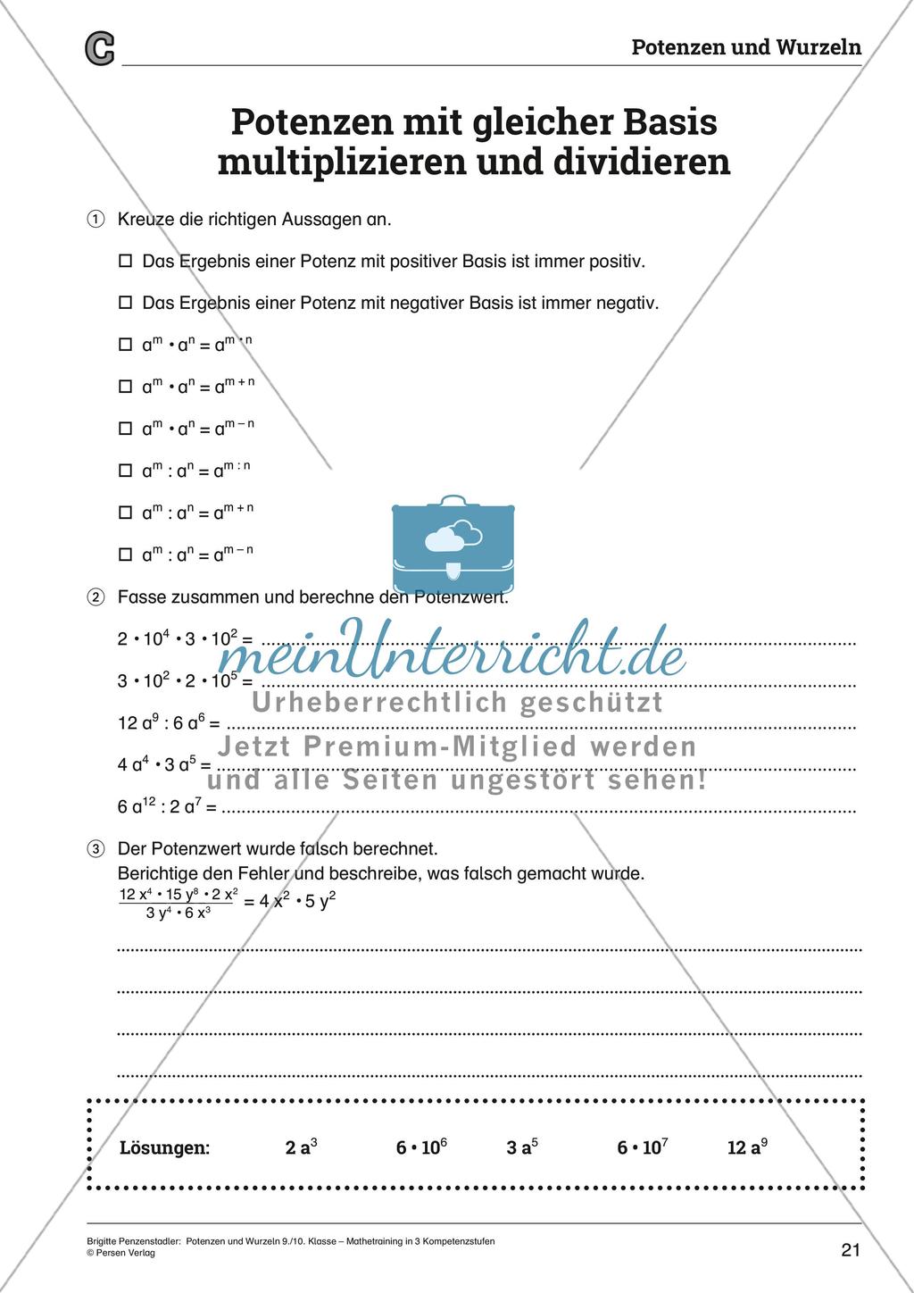 Potenzen und Wurzeln Preview 21
