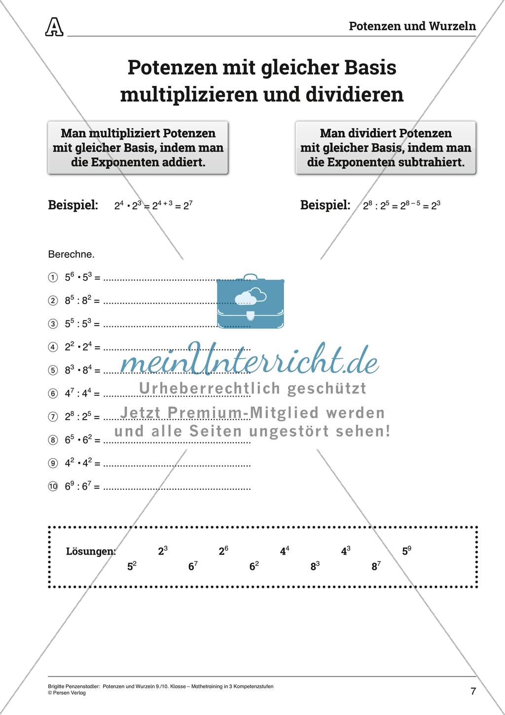 Potenzen und Wurzeln Preview 7