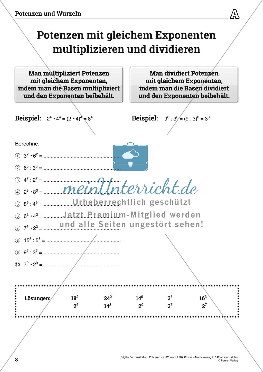 Potenzen und Wurzeln Preview 8