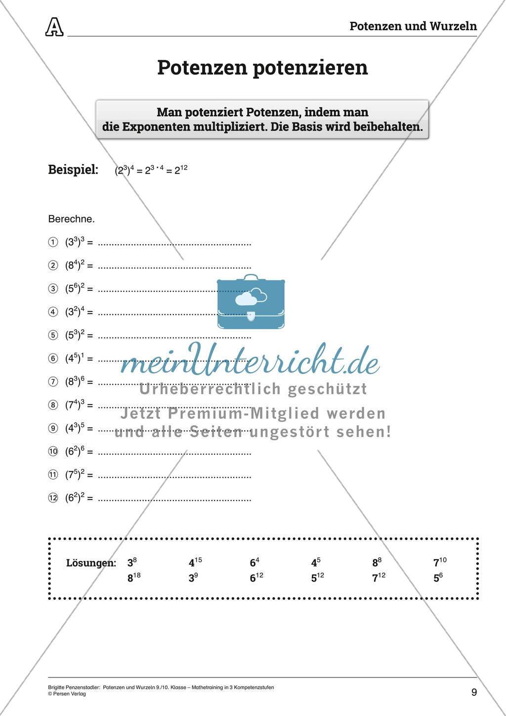 Potenzen und Wurzeln Preview 9