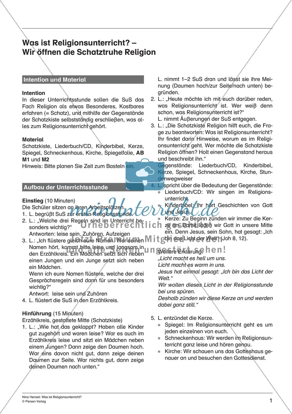 Kennenlernen des Faches Religion Preview 3