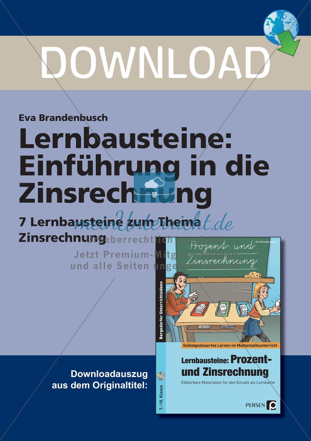 Lernbausteine: Einführung in die Zinsrechnung Preview 1