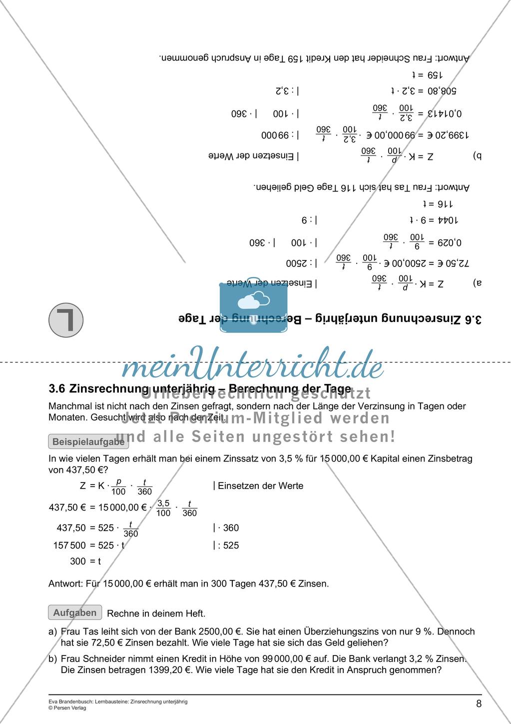Lernbausteine: Unterjährige Zinsrechnung Preview 10