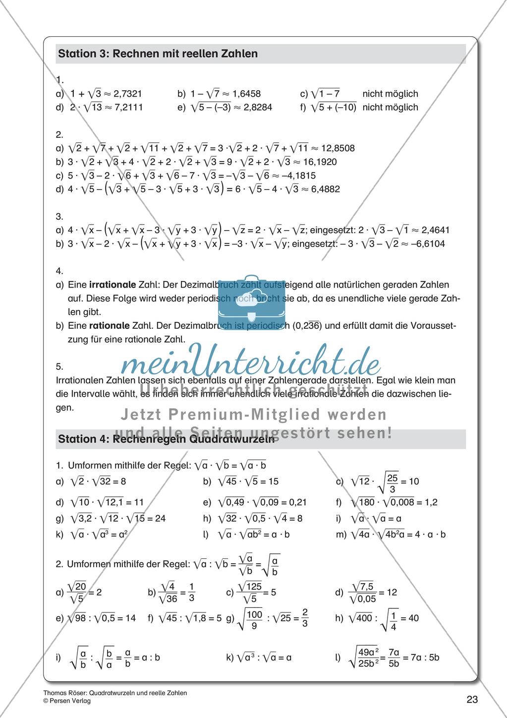 Quadratwurzeln und reelle Zahlen Preview 25