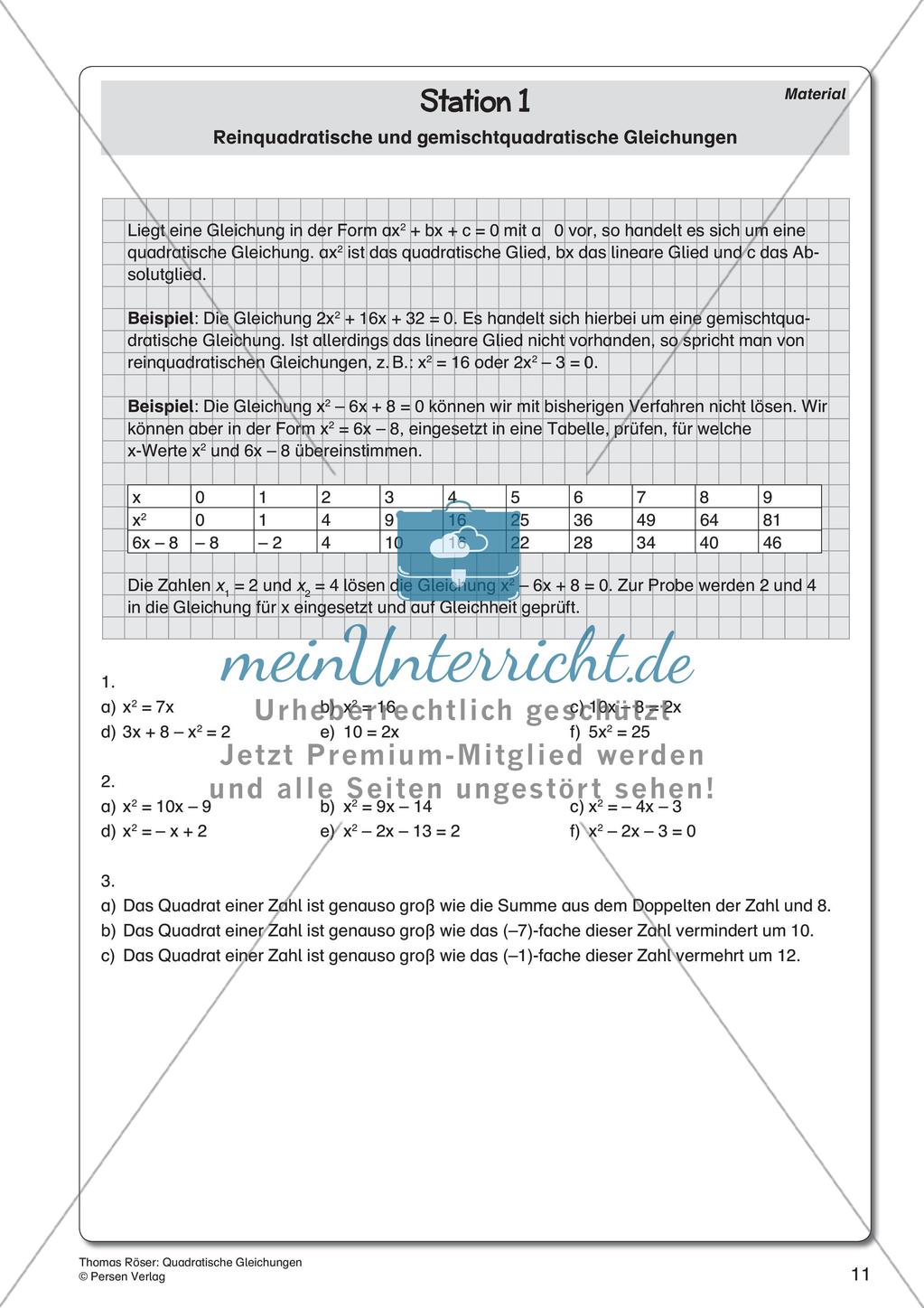 Quadratische Gleichungen Preview 13